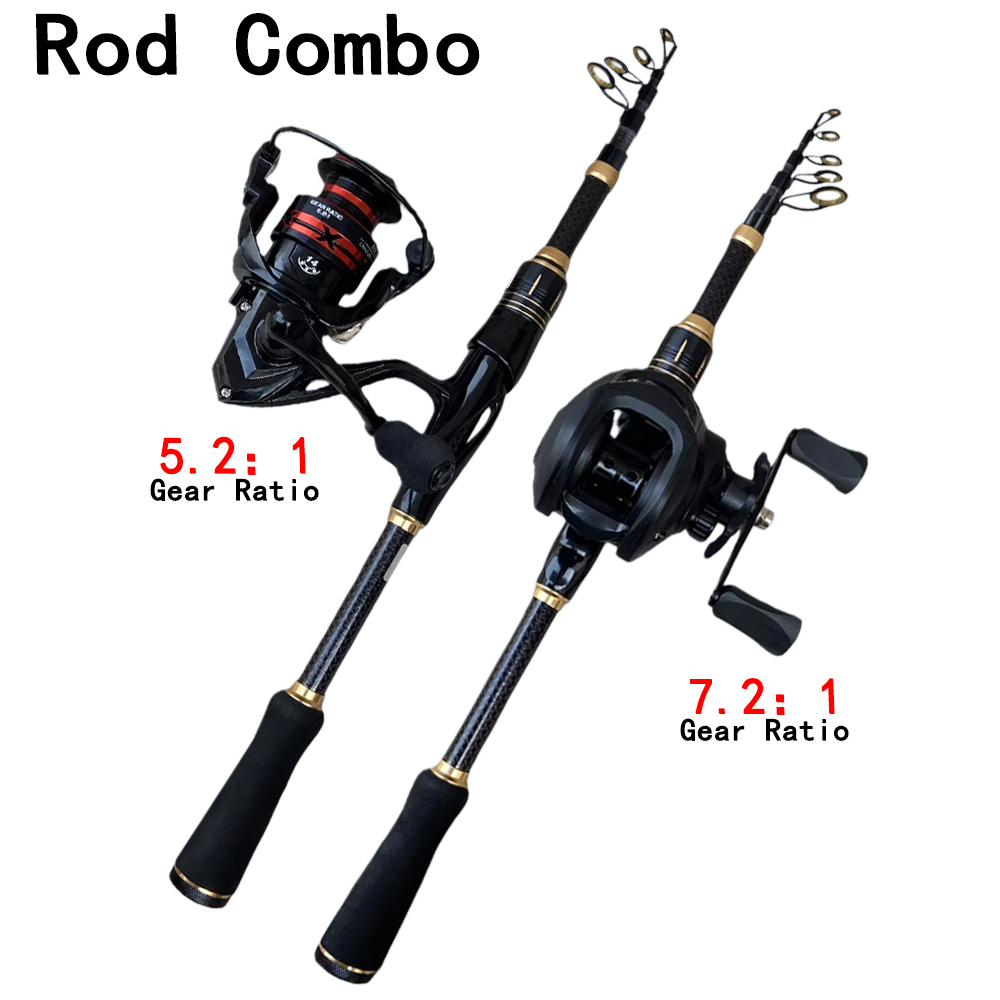 Spincast Reel - Conjunto de Vara de Pesca Telescópica